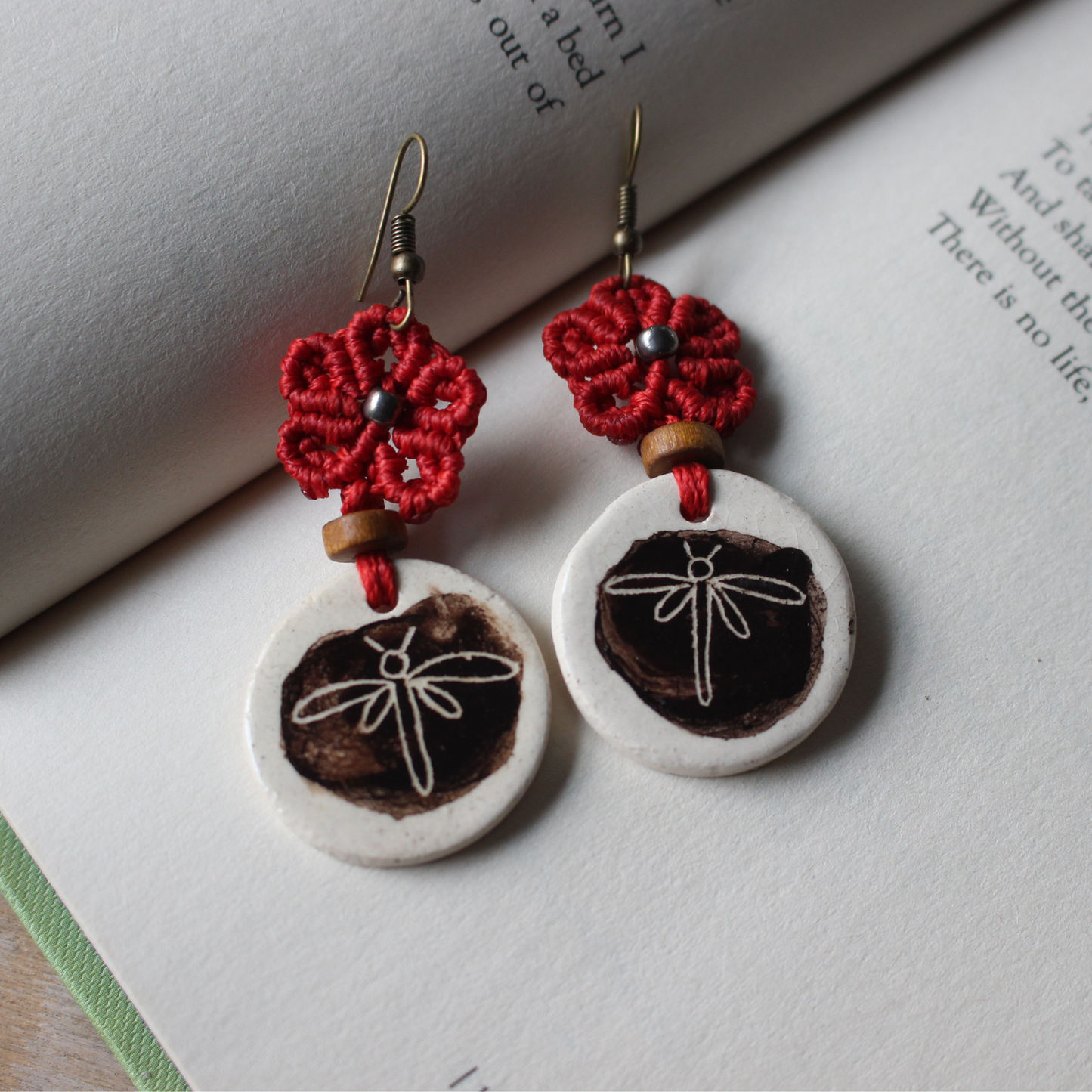 Dragonfly & flower earrings
