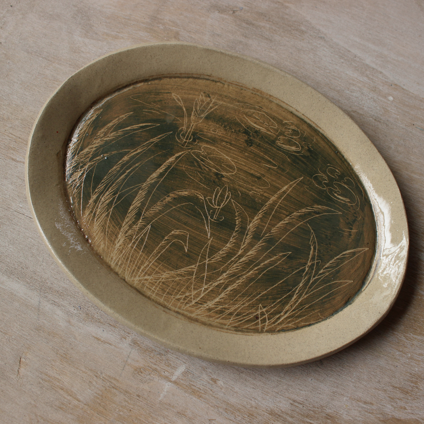 Oval dish - pond
