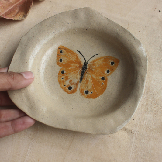Yellow butterfly plate- small