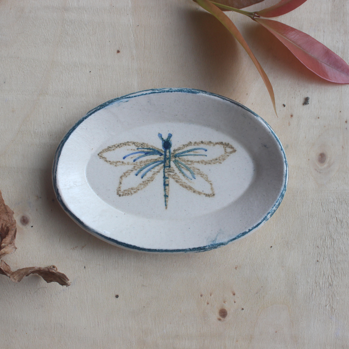 Dragonfly trinket dish oval