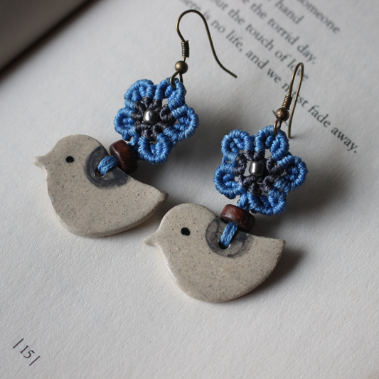 Bird earrings- blue
