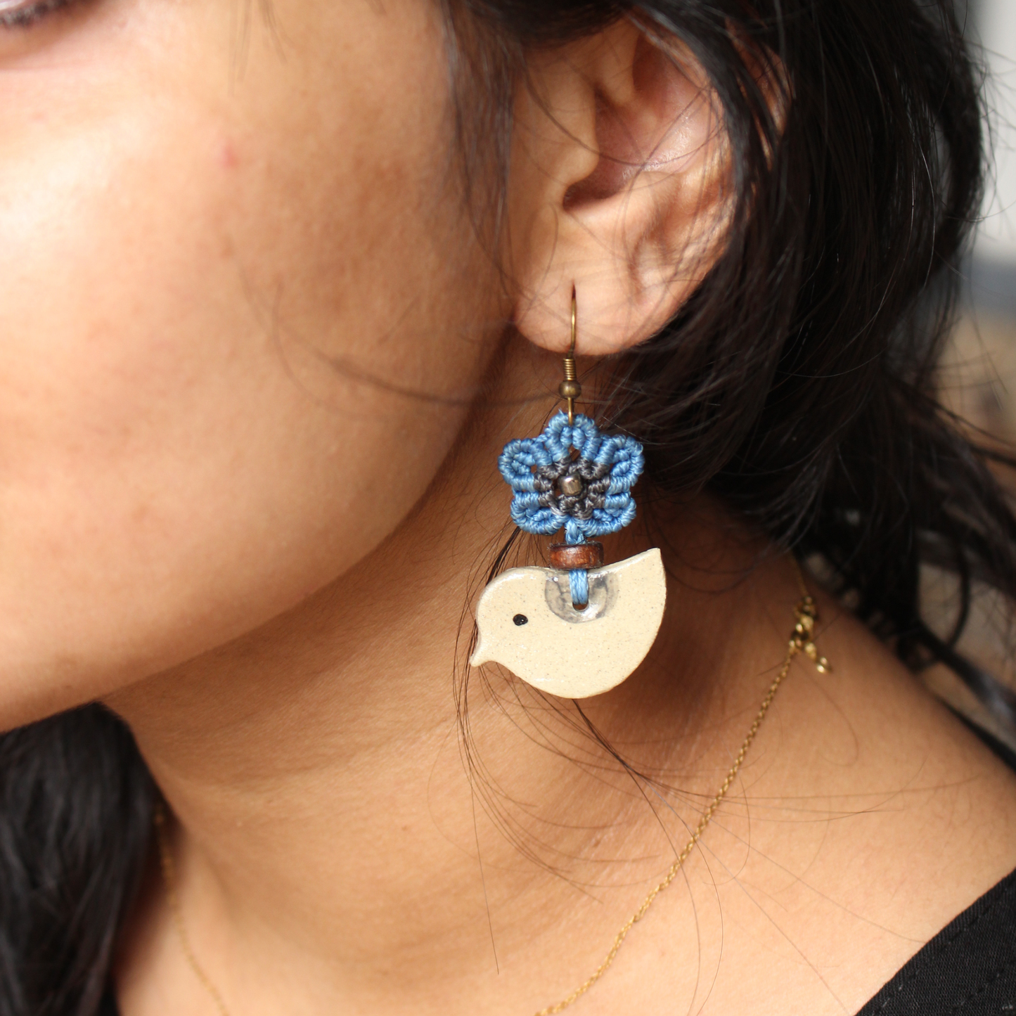 Bird earrings- blue