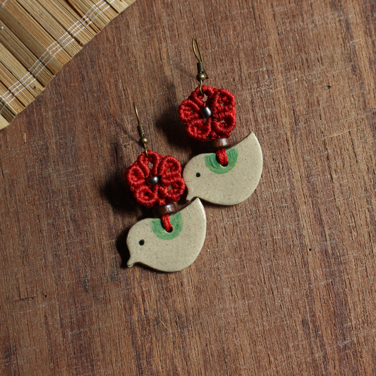 Bird earrings- red