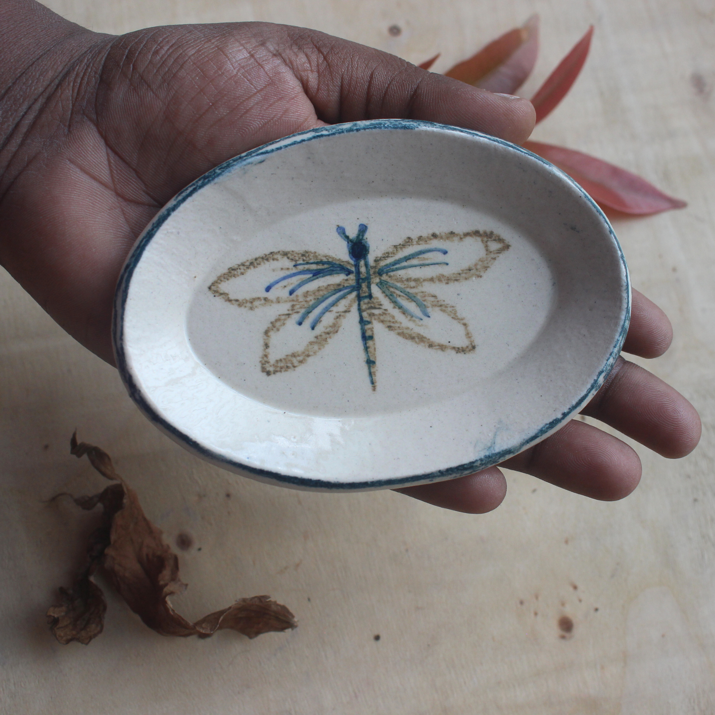 Dragonfly trinket dish oval
