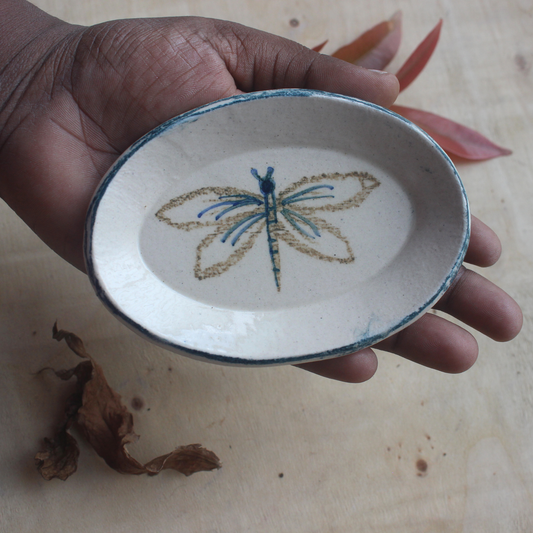 Dragonfly trinket dish oval