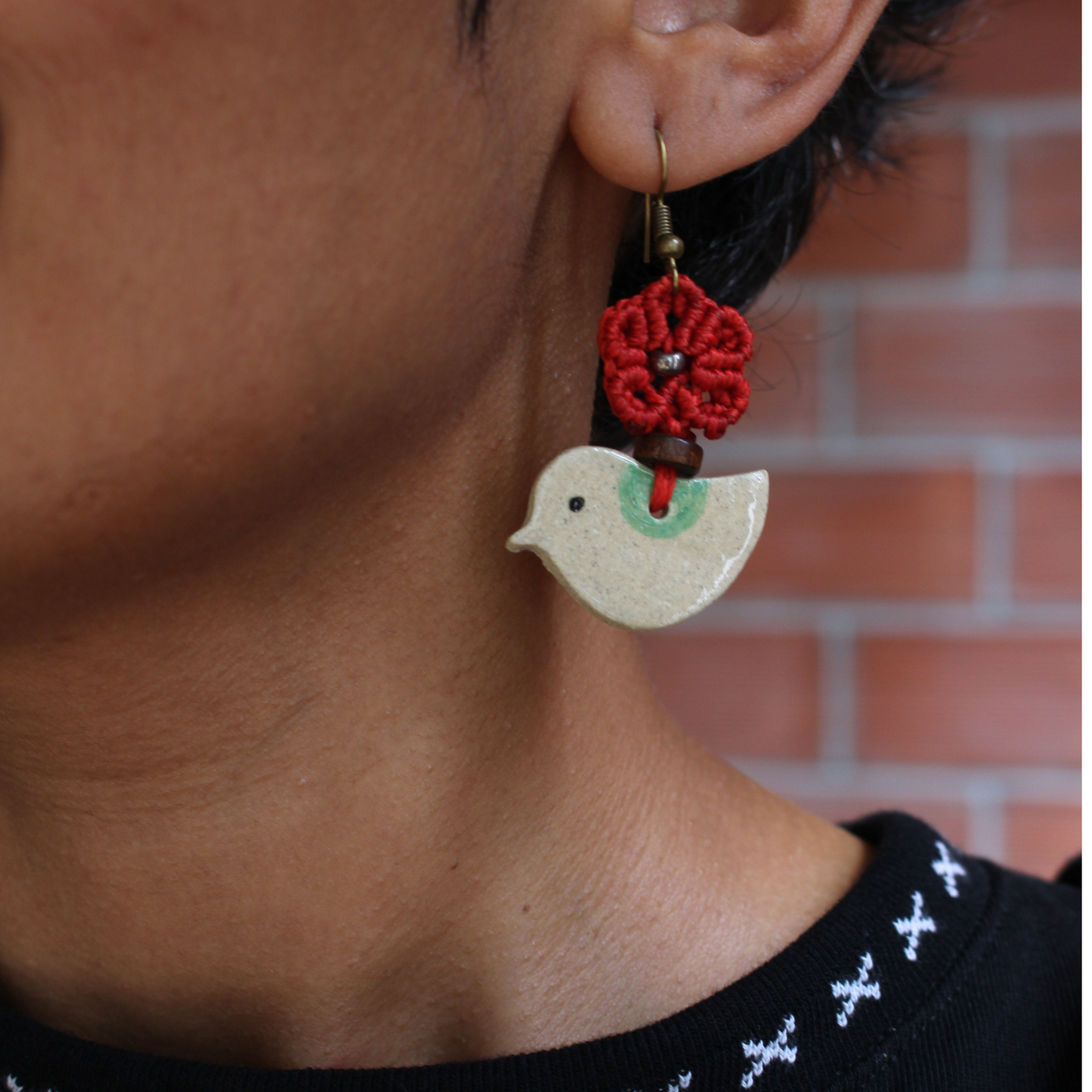 Bird earrings- red