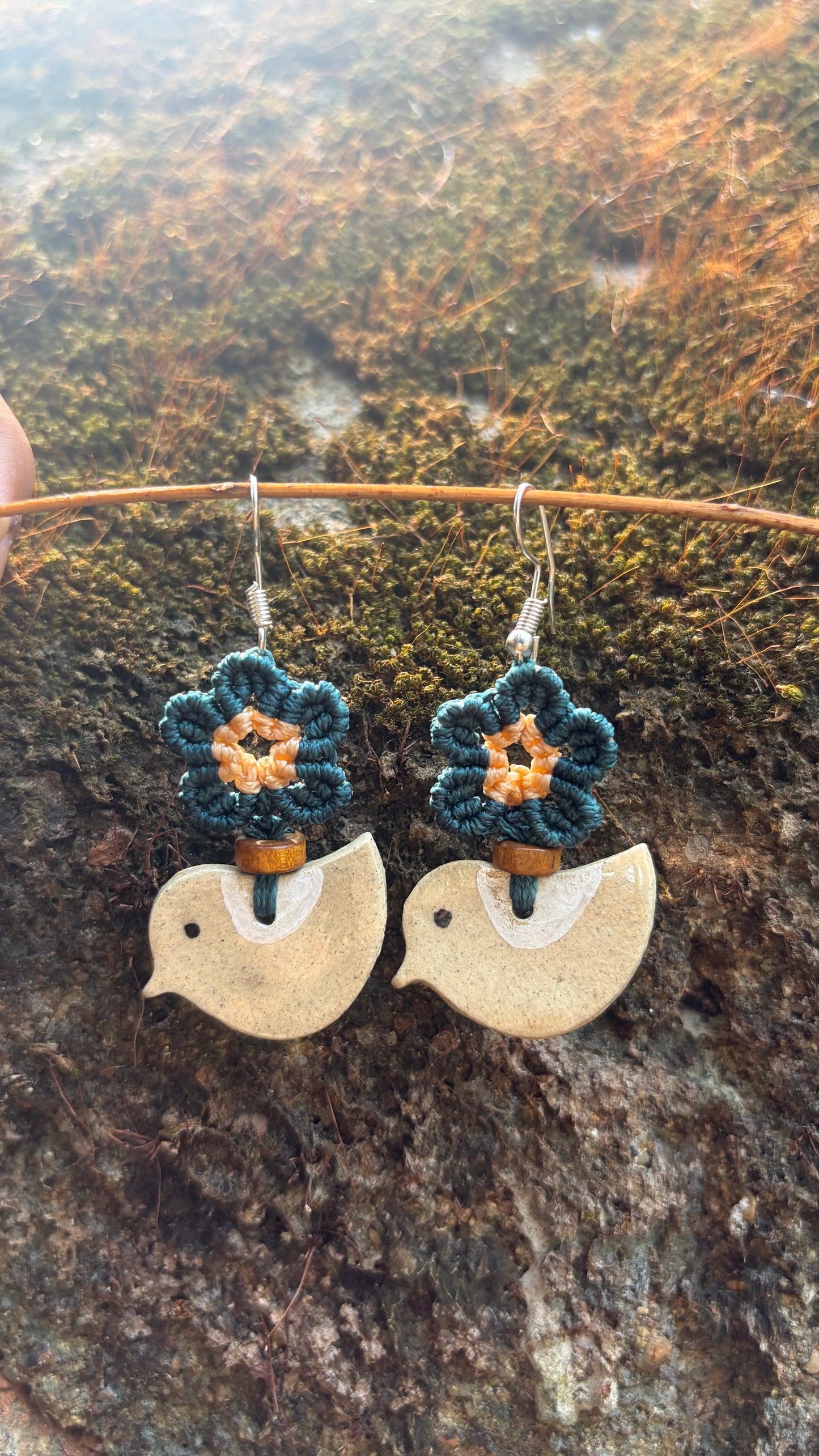Bird ceramic earrings