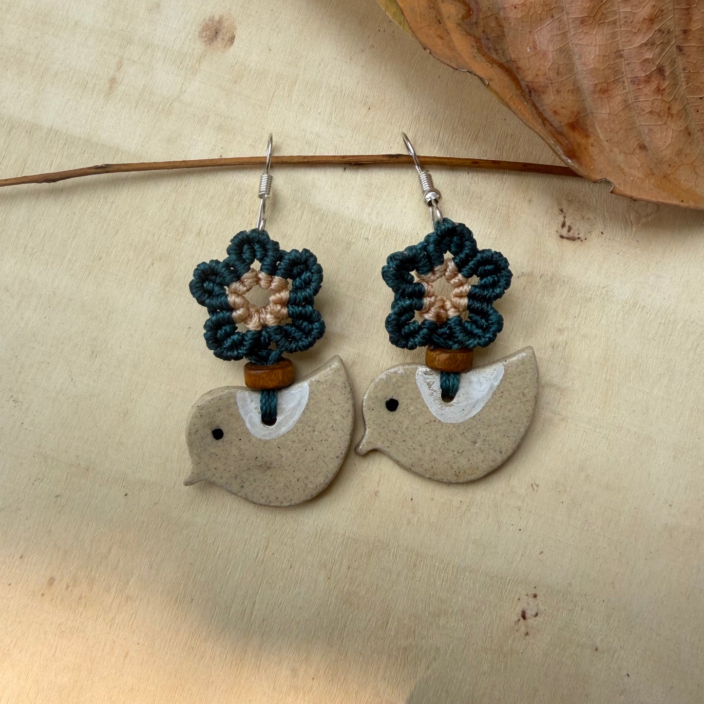 Bird ceramic earrings