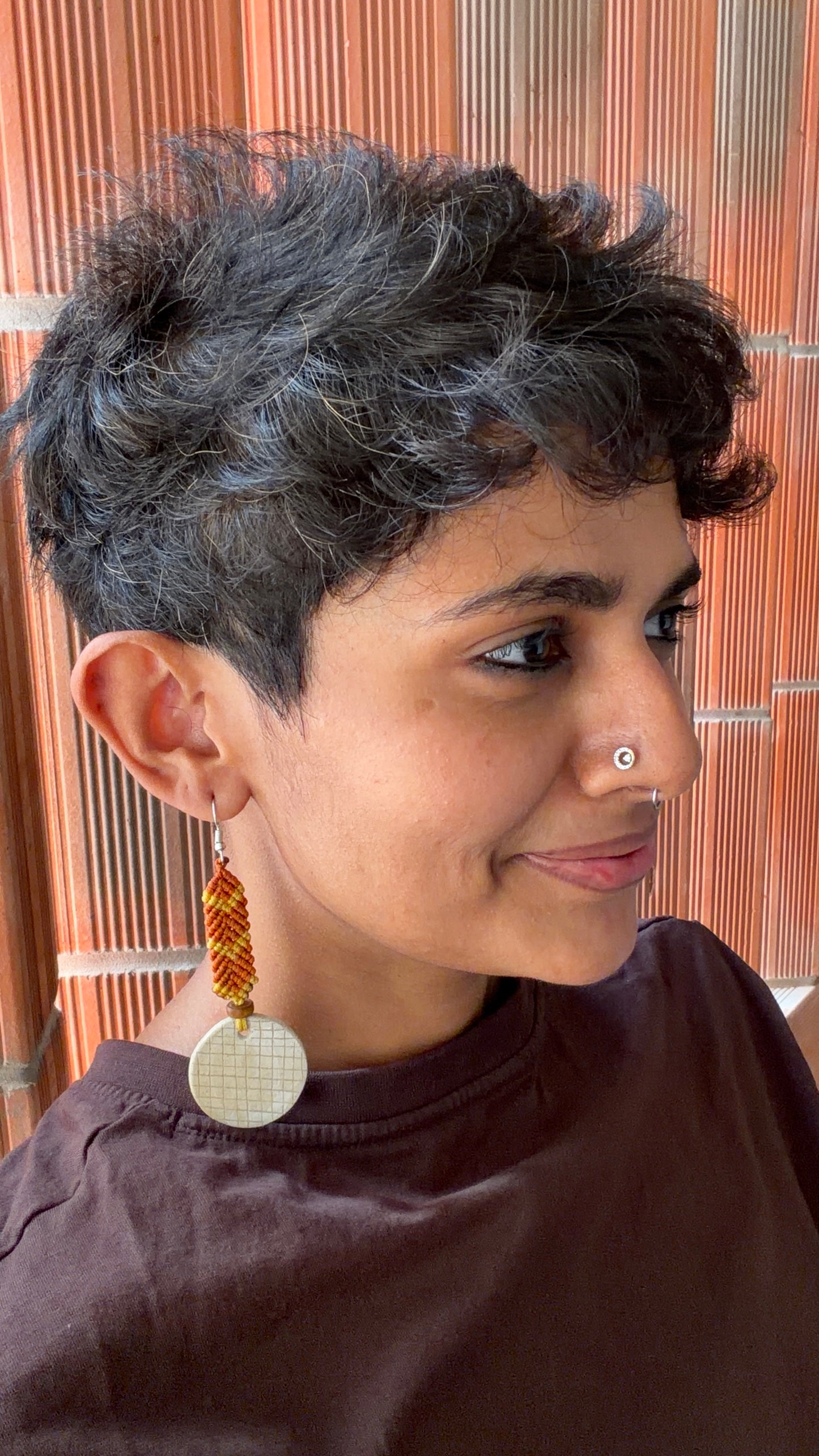 Orange macrame earrings