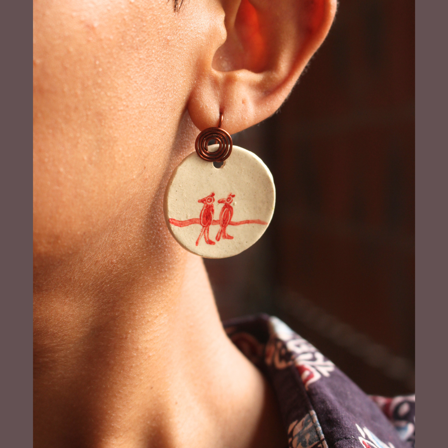 Drongo red earring
