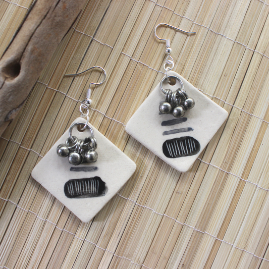 Rhombus ceramic earrings