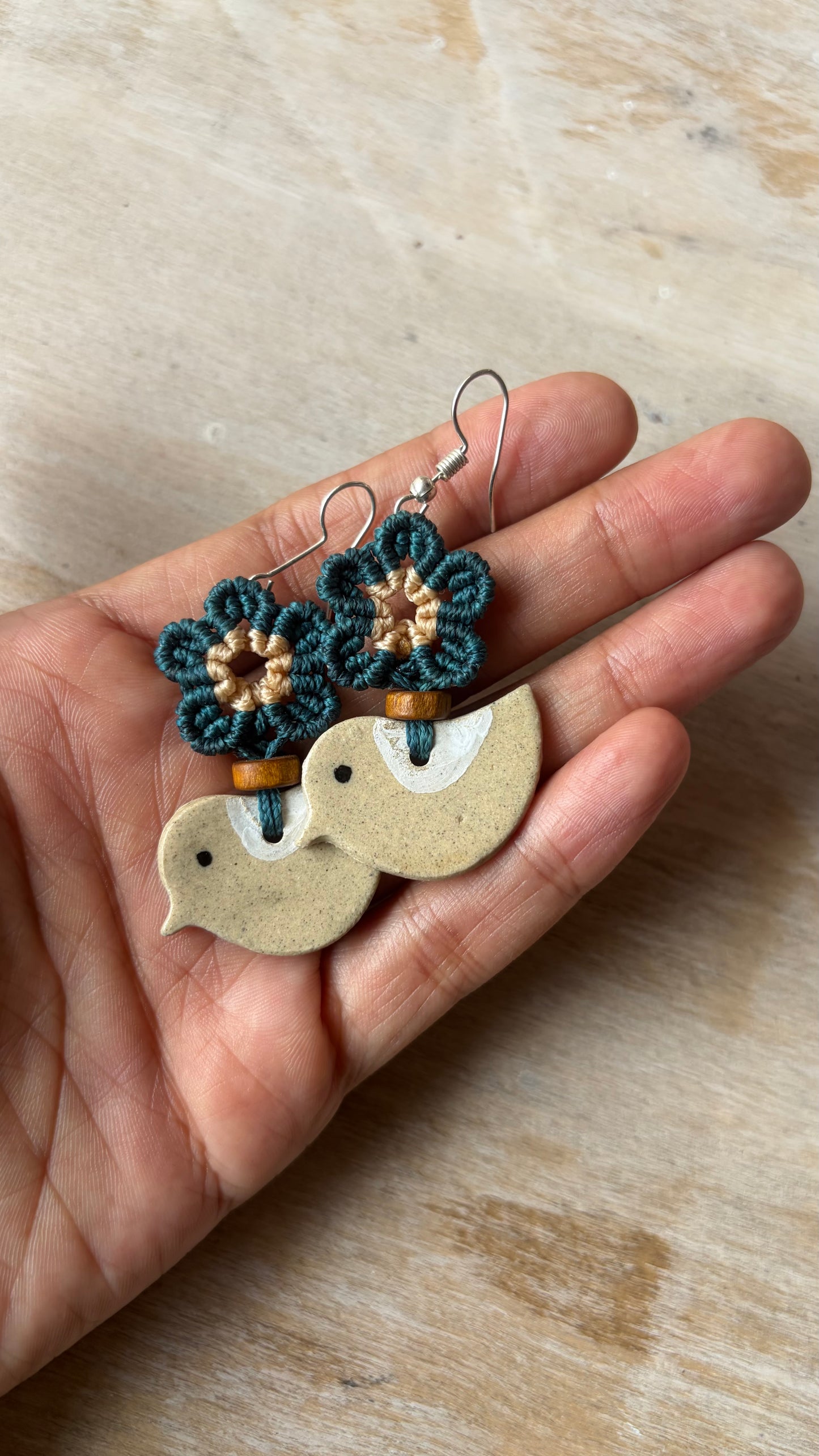 Bird ceramic earrings