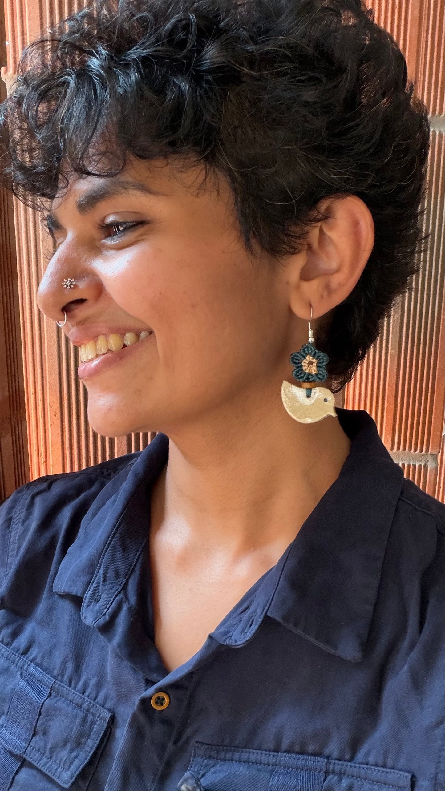 Bird ceramic earrings