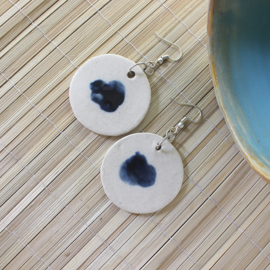 Blue spill ceramic earrings